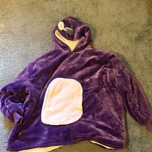 Amazon Kids Purple Plush Hoodie with Cream Accents